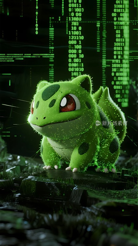 绿色数码世界中的精灵