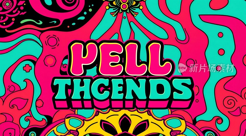 迷幻色彩背景下的炫目文字