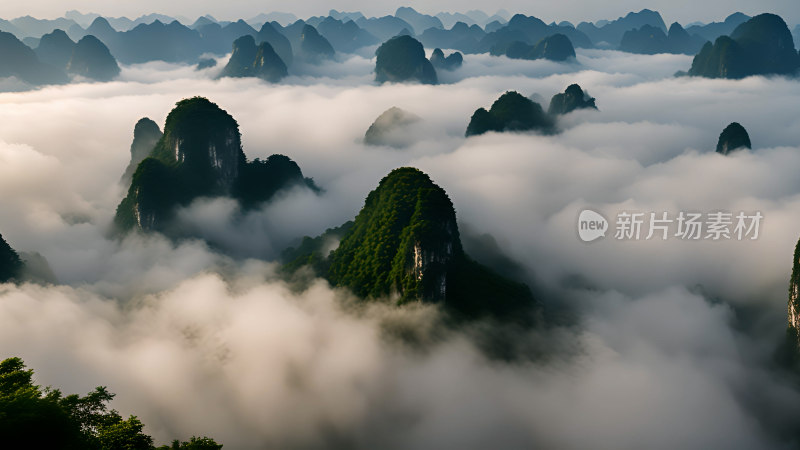 桂林山水照片山峰云海群山云雾缭绕自然风景