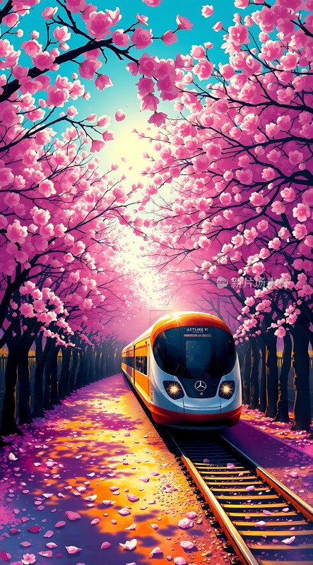 樱花雨中列车之旅