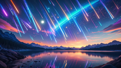 湖畔星空流星自然风光 湖畔星空流星自然风光