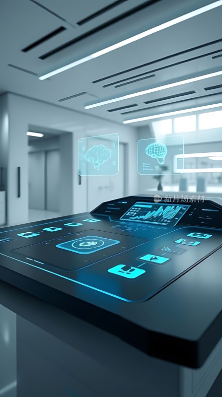 未来科技感工作台智能操作界面