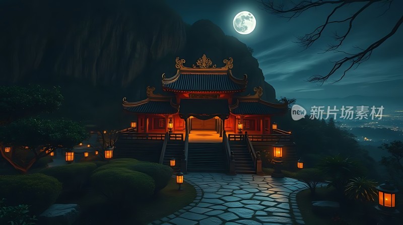 古寺夜月