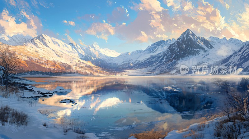 暖调山水风景