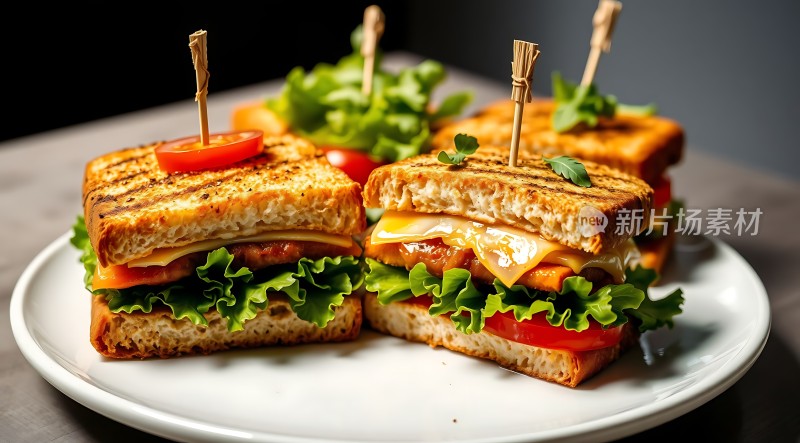 美味三明治层层叠起诱人可口！