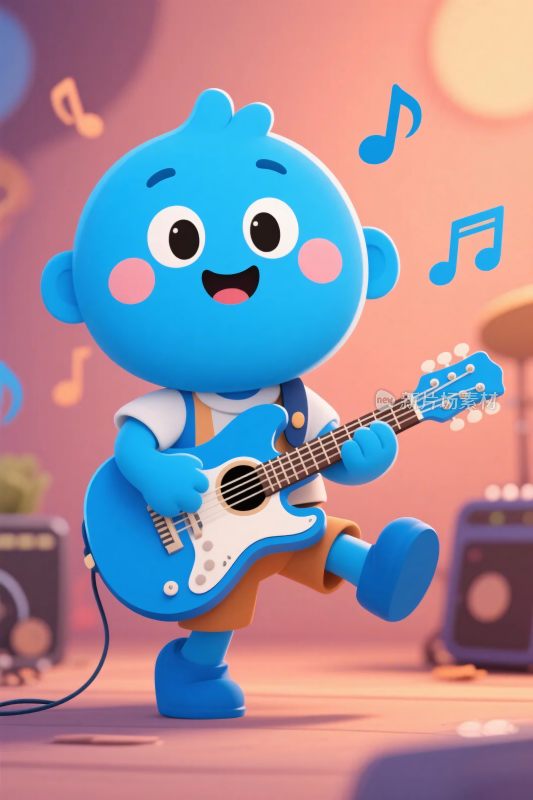 卡通角色弹吉他