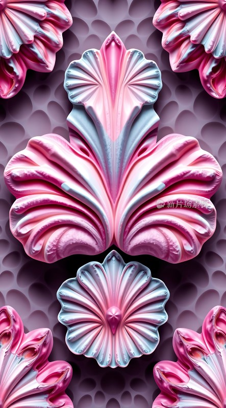 粉蓝渐变花瓣艺术图案
