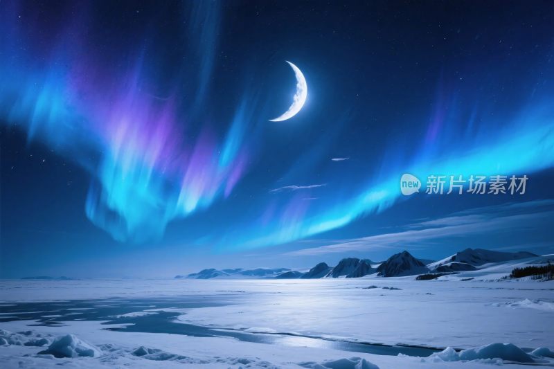 极地极光冰雪夜景