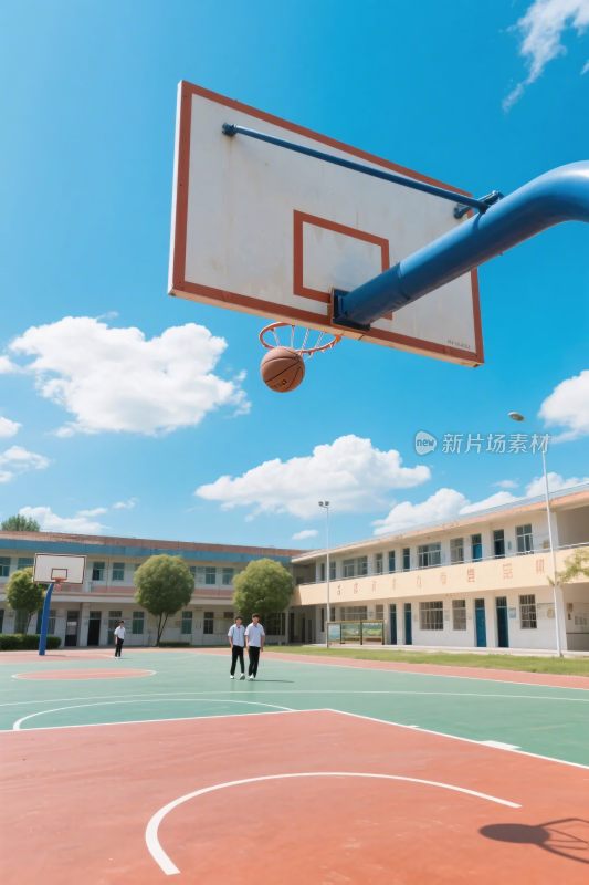 学校篮球场篮球框场景