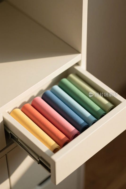 抽屉里的彩色笔盒