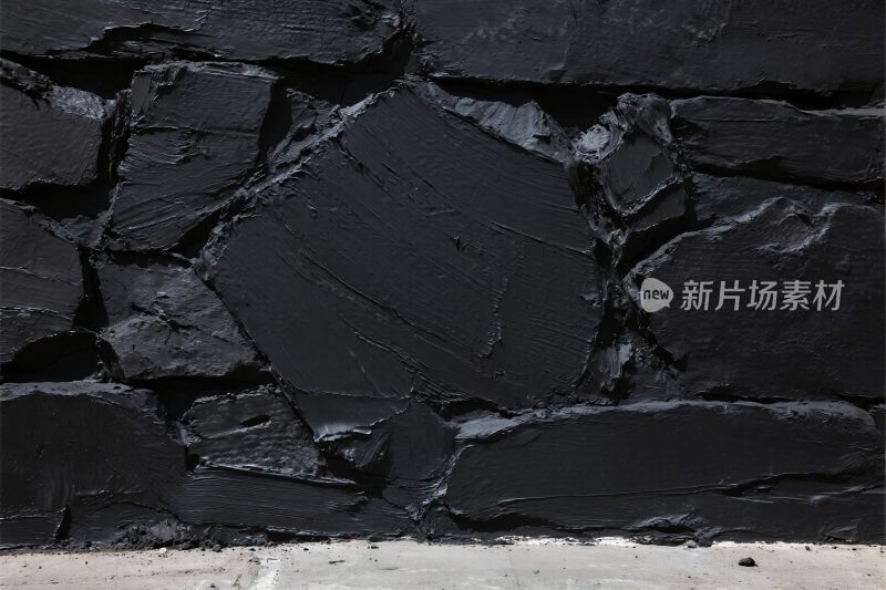 黑色石块墙面特写