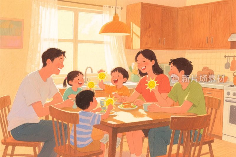 温馨家庭用餐场景