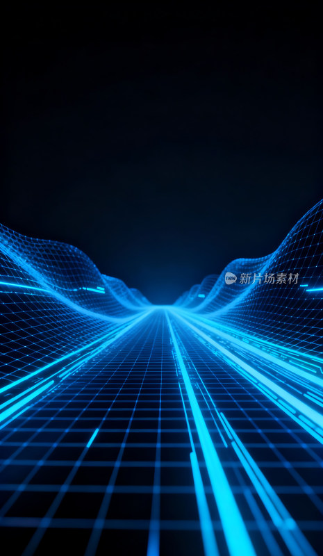 蓝色商务科技光轨光效背景