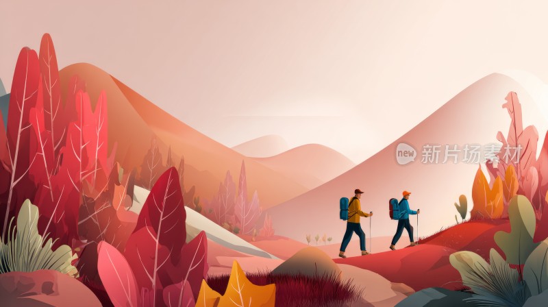 山林间户外徒步