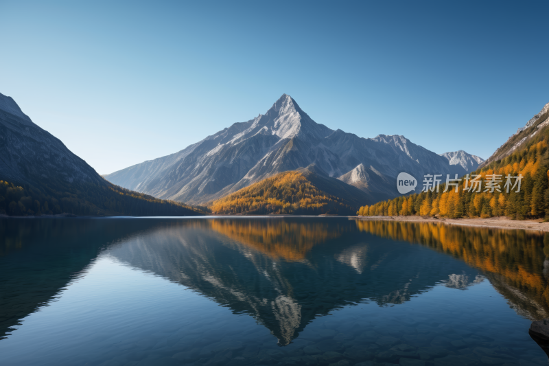 山倒映在山中的湖水中风光风景图片