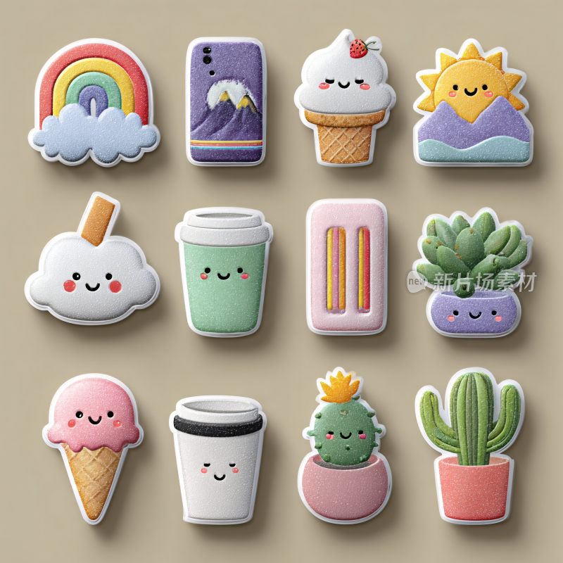 可爱卡通风格贴纸集合