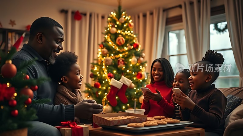温馨家庭圣诞聚会共度美好时光