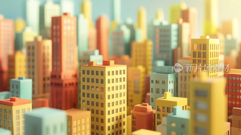 3D卡通的现代城市建筑