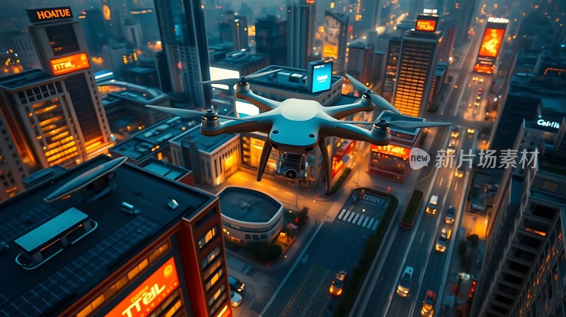 未来之城无人机夜航