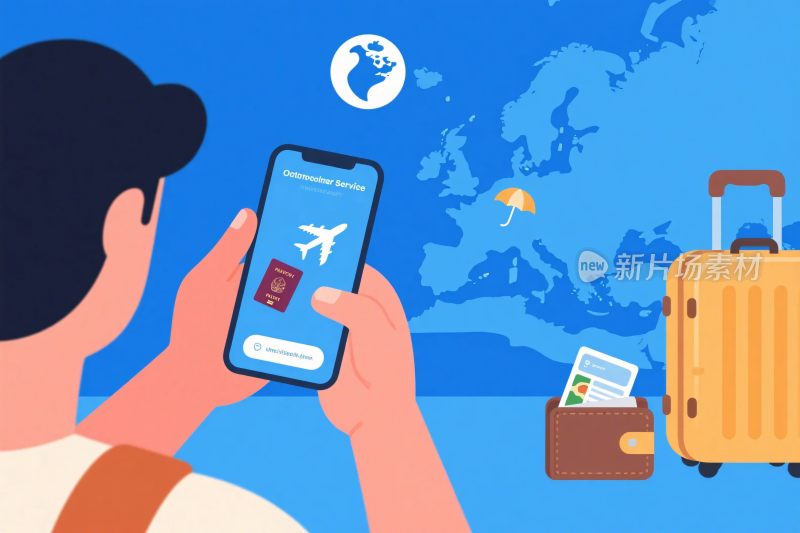 旅行规划插画场景