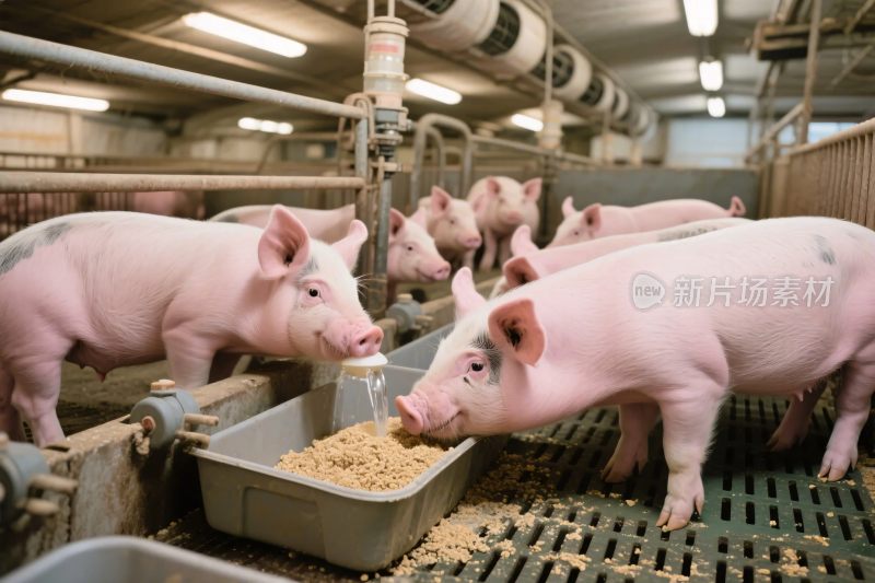 养殖场景猪进食