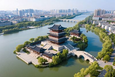 中国古建水景风光