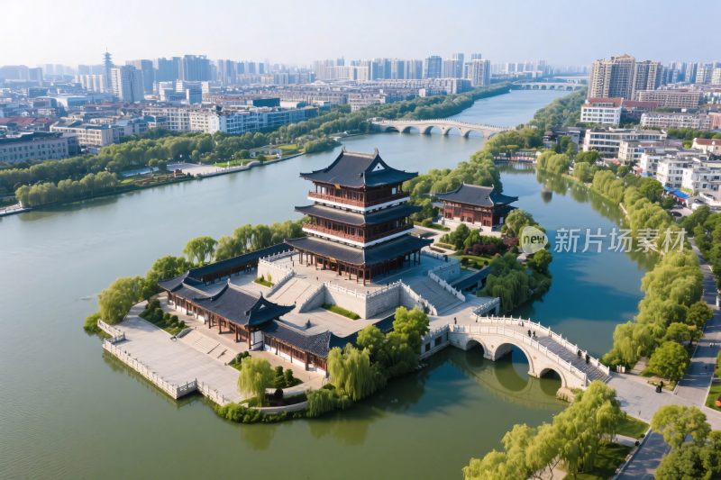 中国古建水景风光