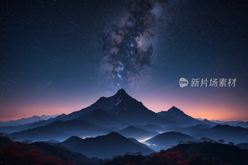 山上星空和乳白色高清风景图片