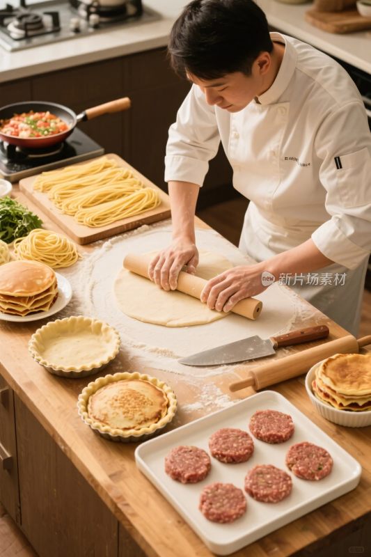 厨师制作烘焙食品