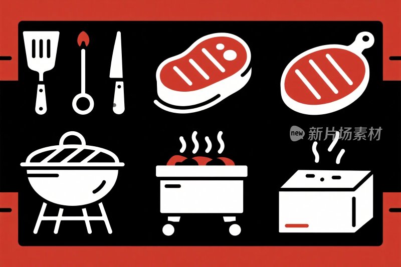 厨房烹饪工具与食材矢量图