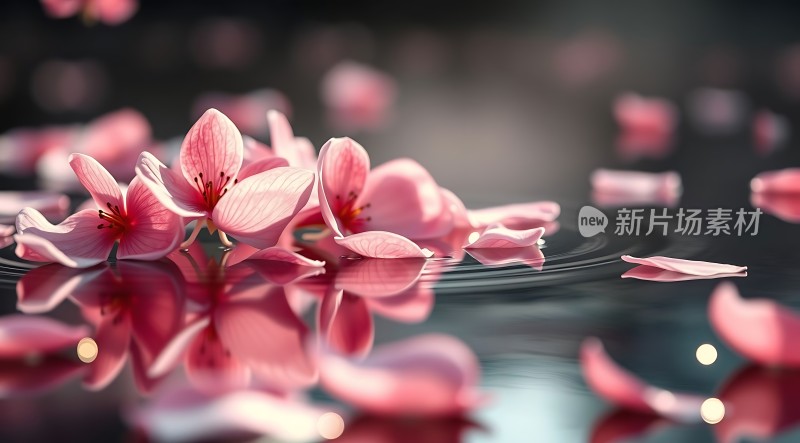 粉红花瓣轻舞水上梦