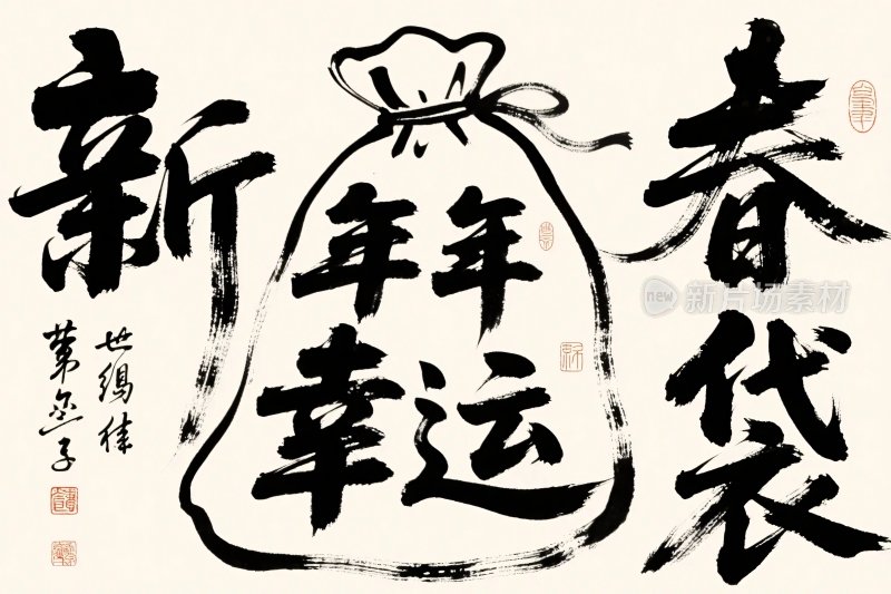 新春运书法红包袋艺术字