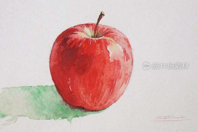 水彩画苹果静物