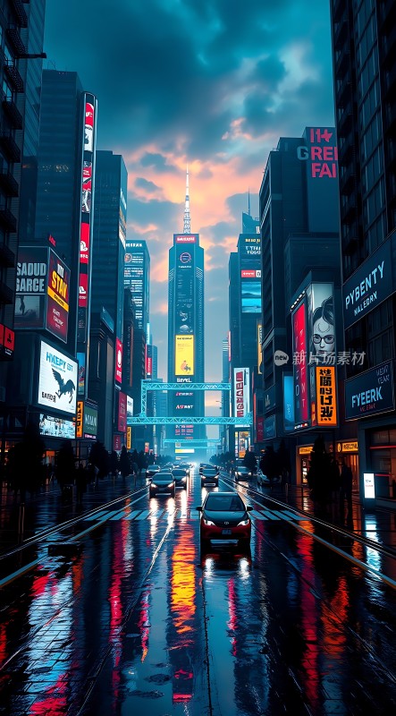 霓虹灯下的未来都市之夜