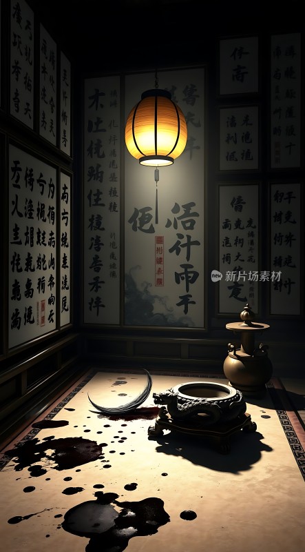 古风书法创作场景