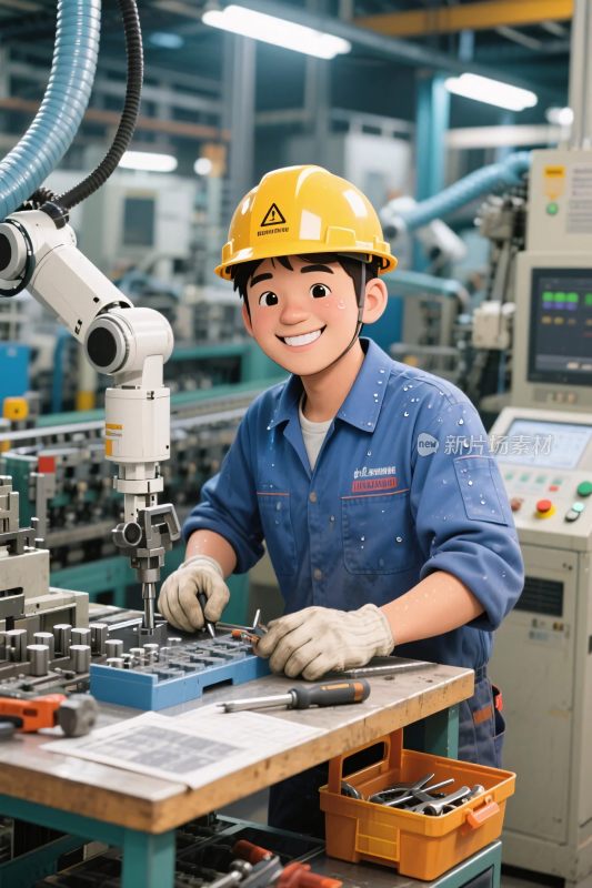 工厂内工人操作机械