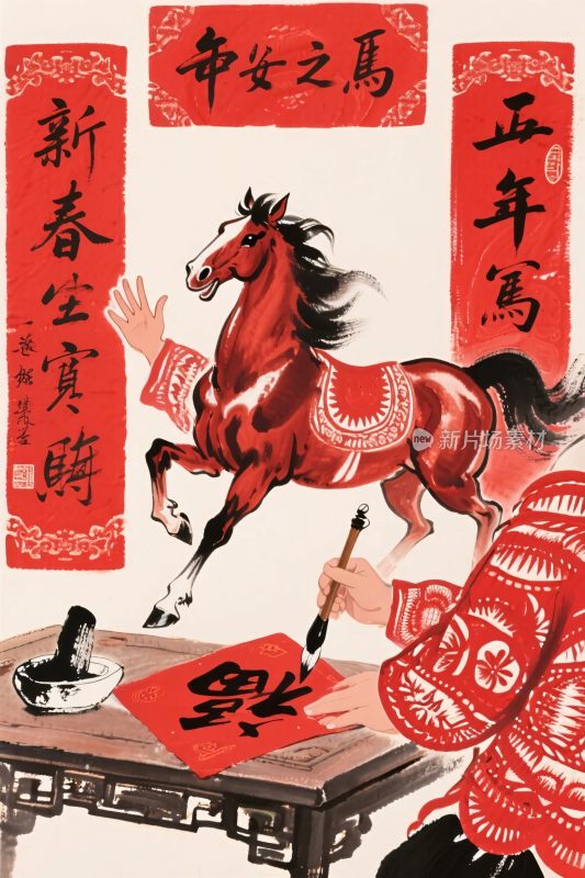 民俗年画马的艺术描绘