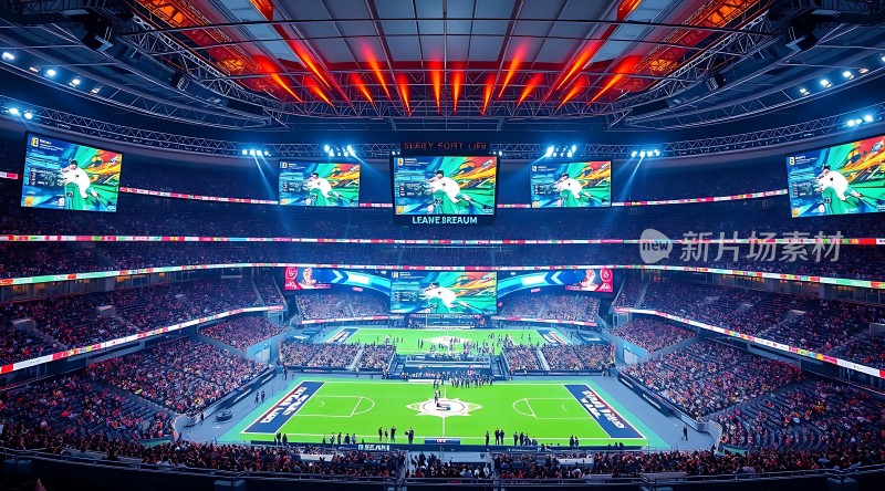 新片场素材 灯光璀璨的足球比赛现场