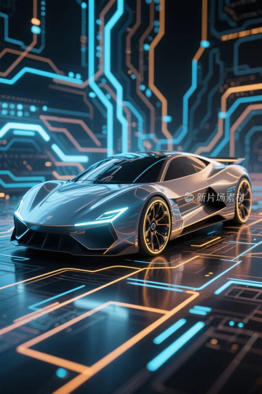 未来科幻跑车插画