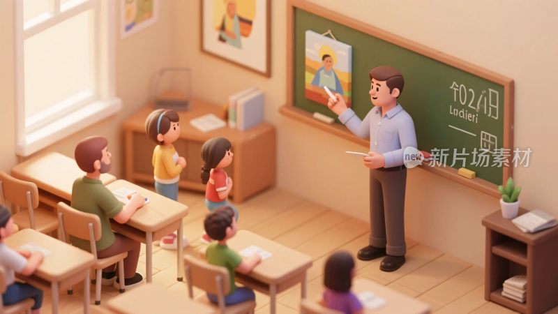 教室教学插画