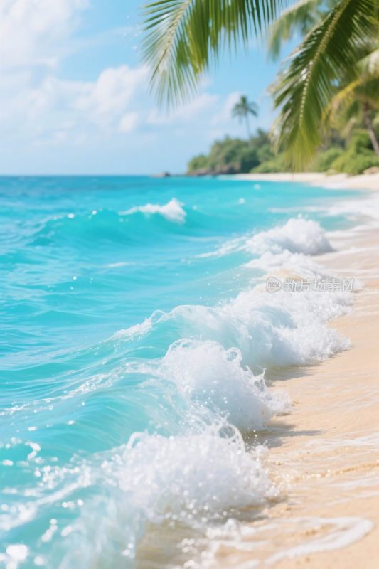 海滩海浪椰林风景