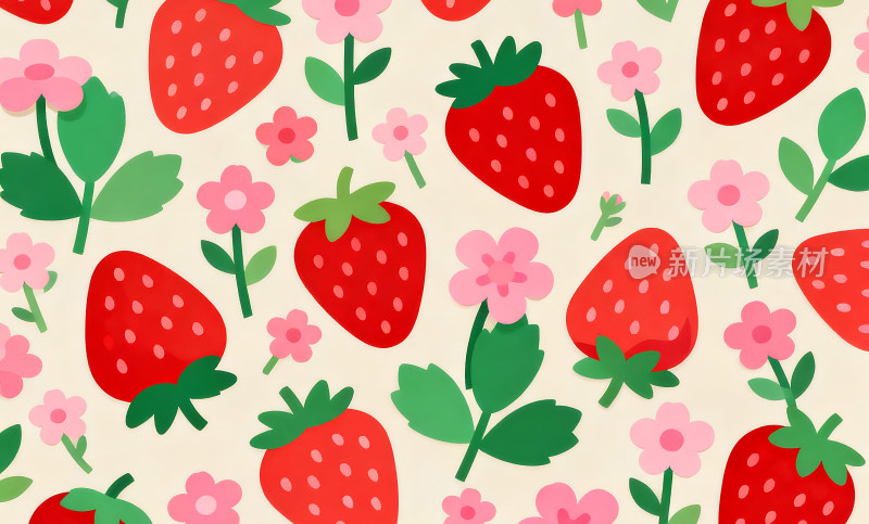 卡通草莓扁平风格插画图案