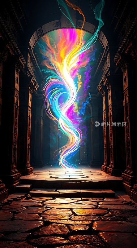 神秘通道中的彩色能量流