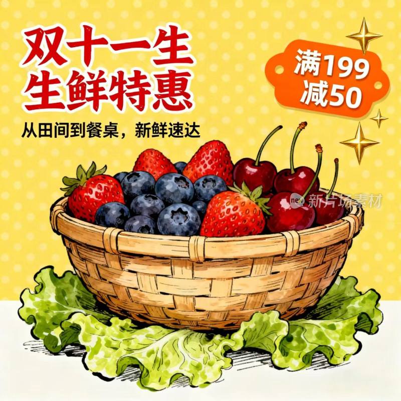 双十一 双11 农产品 海报 宣传图