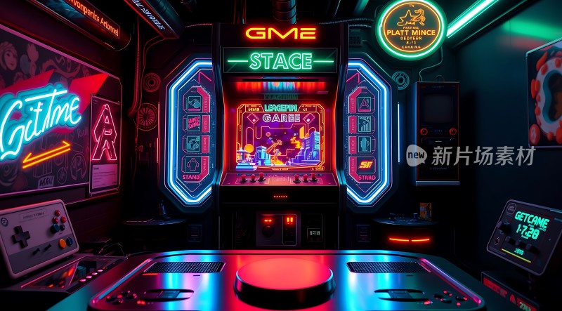 复古游戏厅霓虹灯下的经典回忆