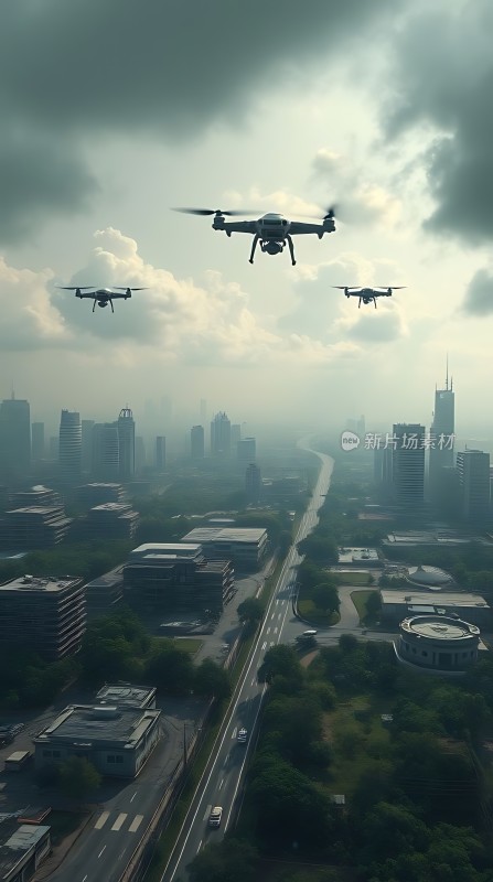无人机编队飞越城市天际线