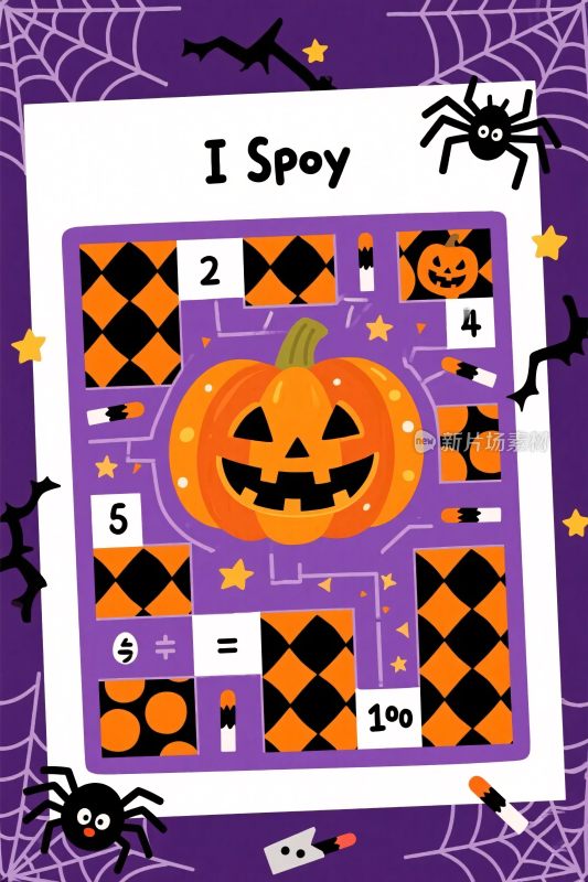 万圣节主题找数字游戏插画
