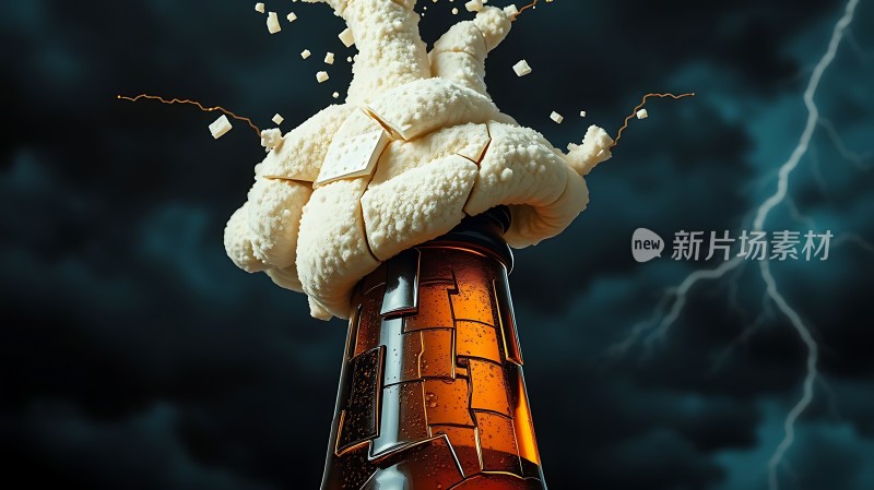 新片场素材啤酒瓶爆炸特效