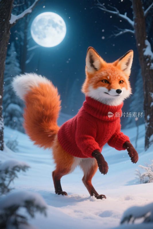 雪地红毛衣狐狸