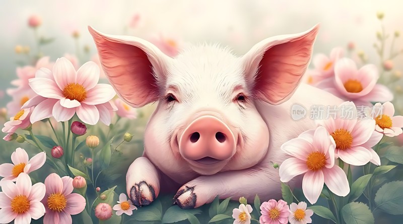 小猪花丛中微笑